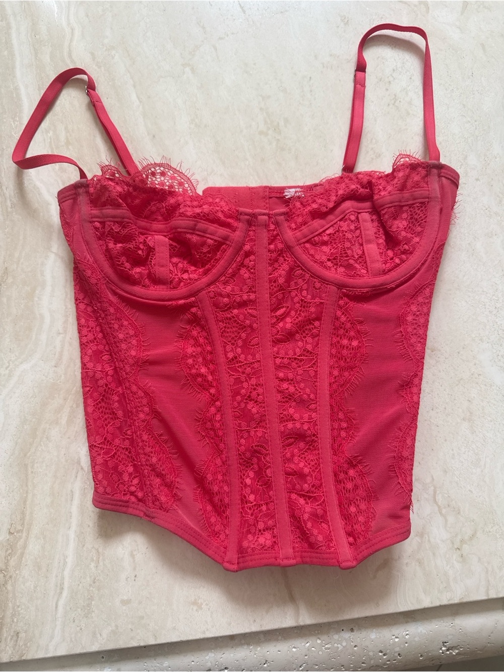 Urban Outfitters Red Lace Underwire Corset Camisole